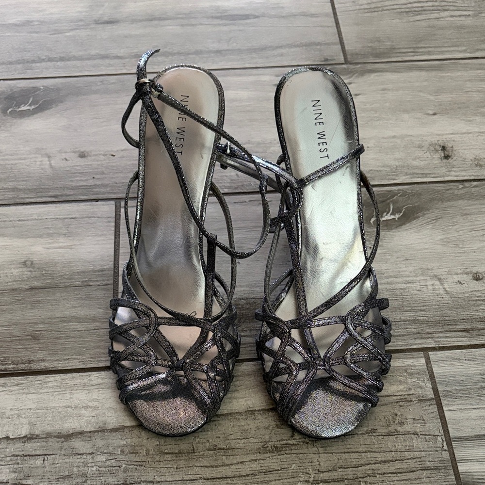 Nine West Metallic Strappy Heels